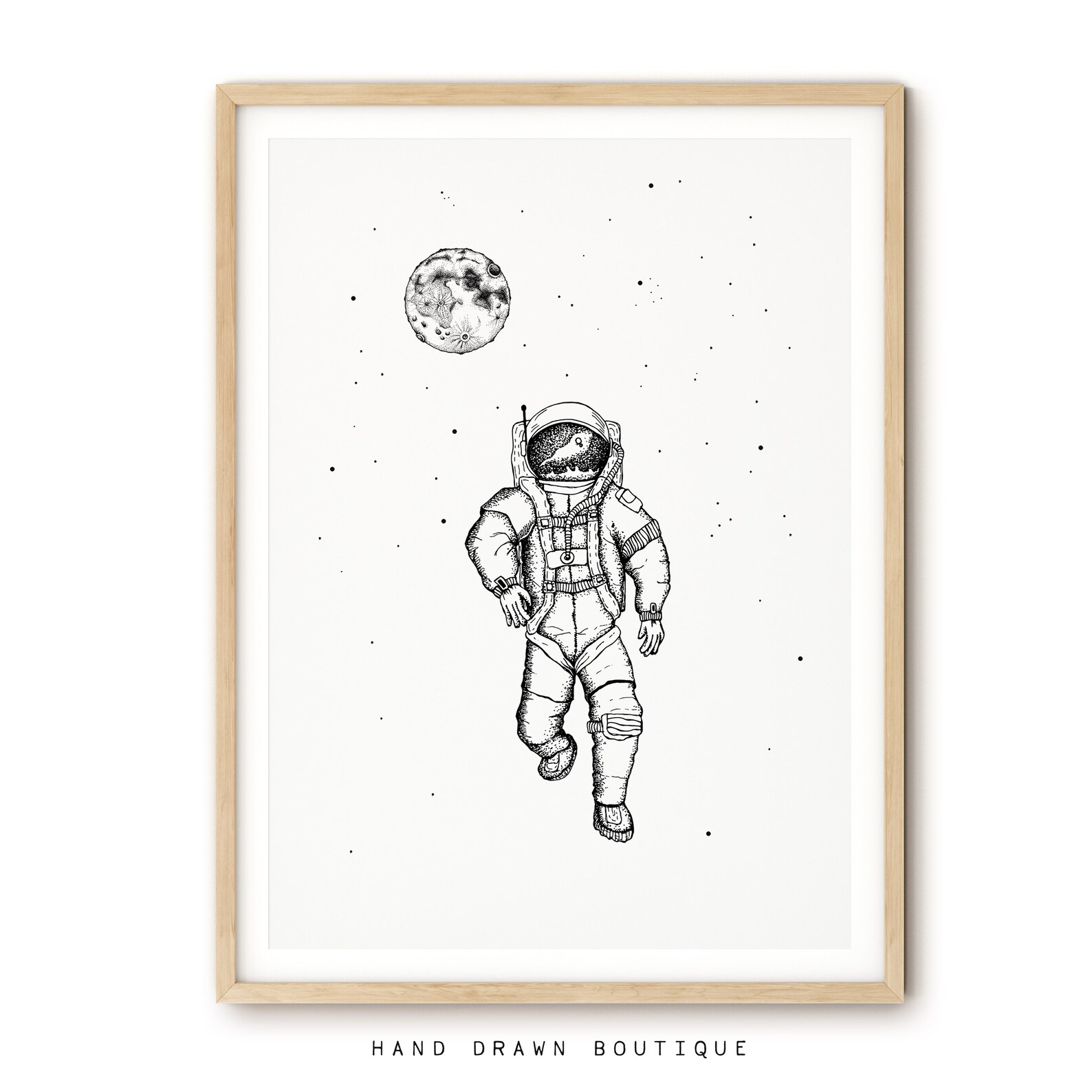 Astronaut Wall Art Print Space Art Prints Black and White Etsy