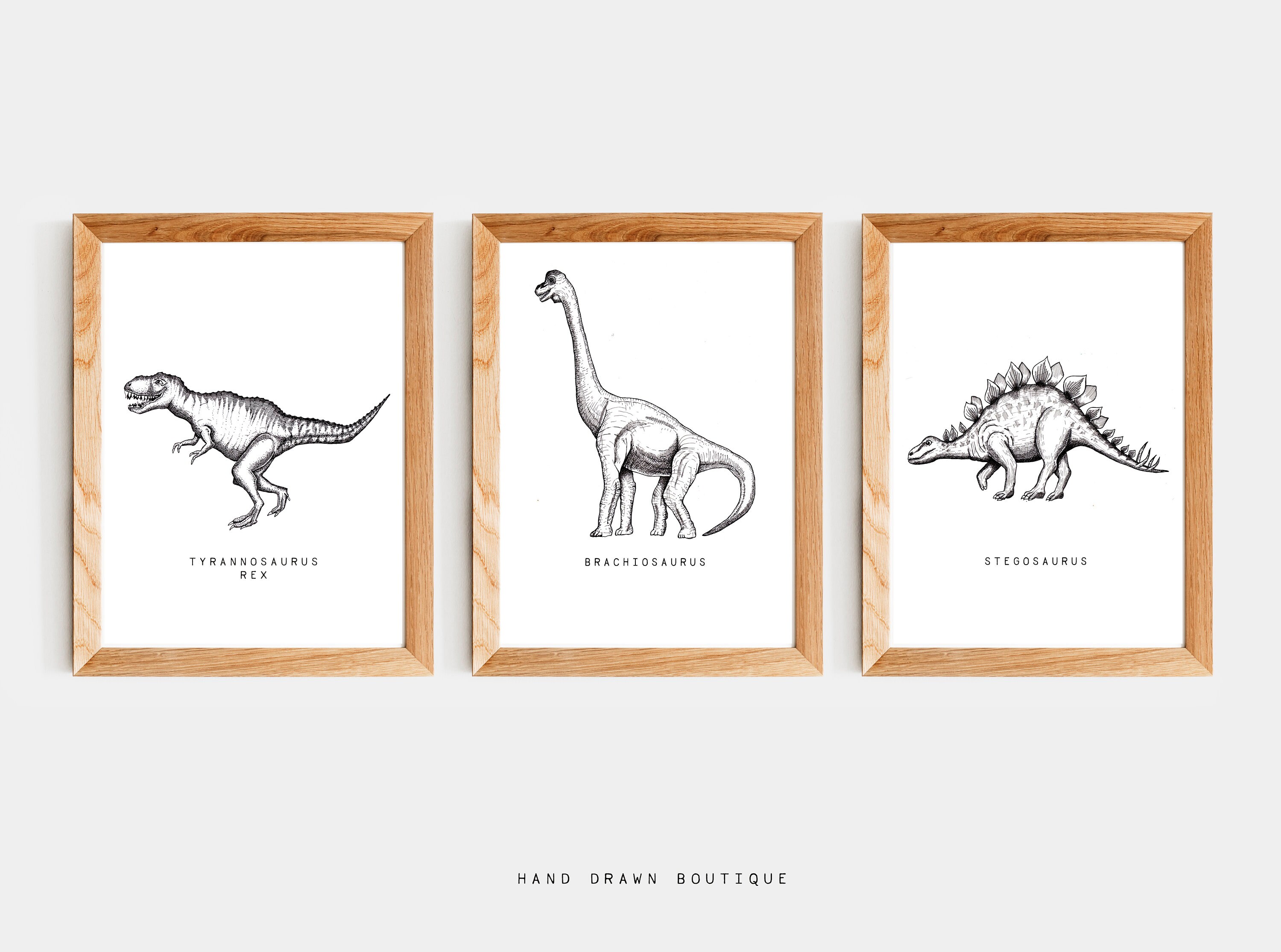 Dinosaur Wall Art Print Set of 3 Prints Dino Nursery Wall Art Etsy