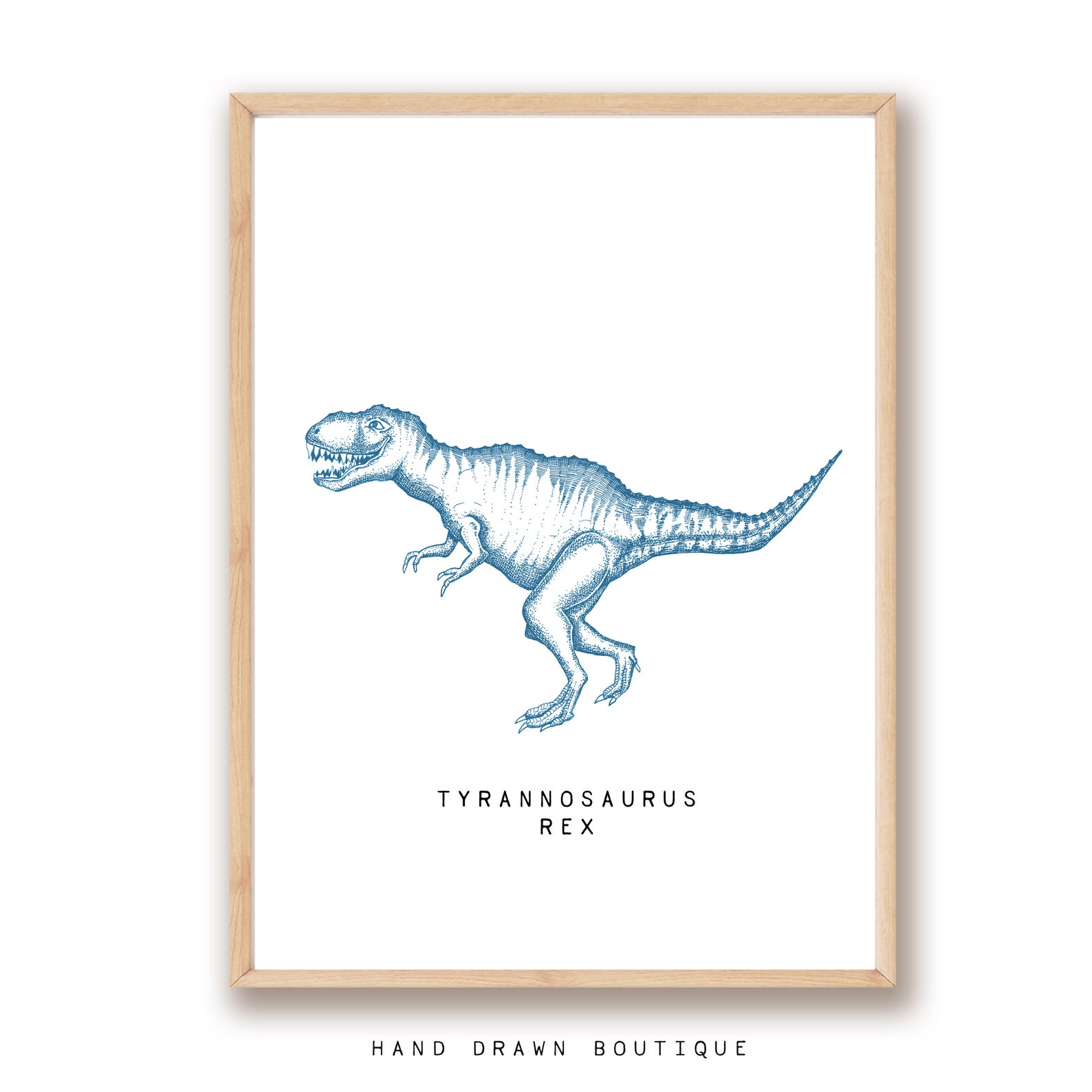 Blue Dinosaur Wall Art Print Dino Set of 3 Prints Navy Blue Etsy