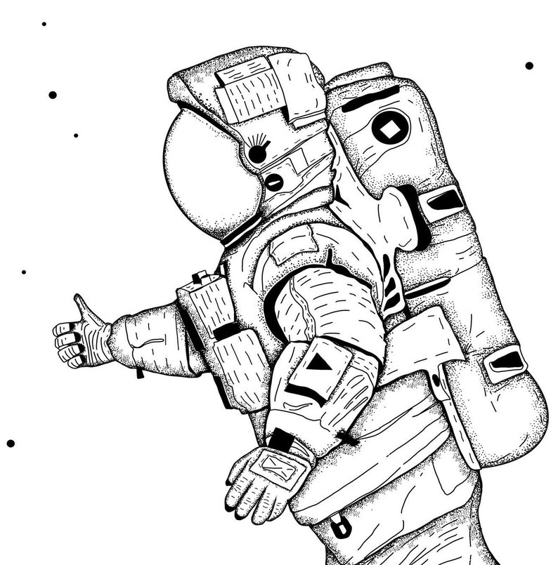 Astronaut Wall Art Print Space Art Prints Black And White Moon Etsy