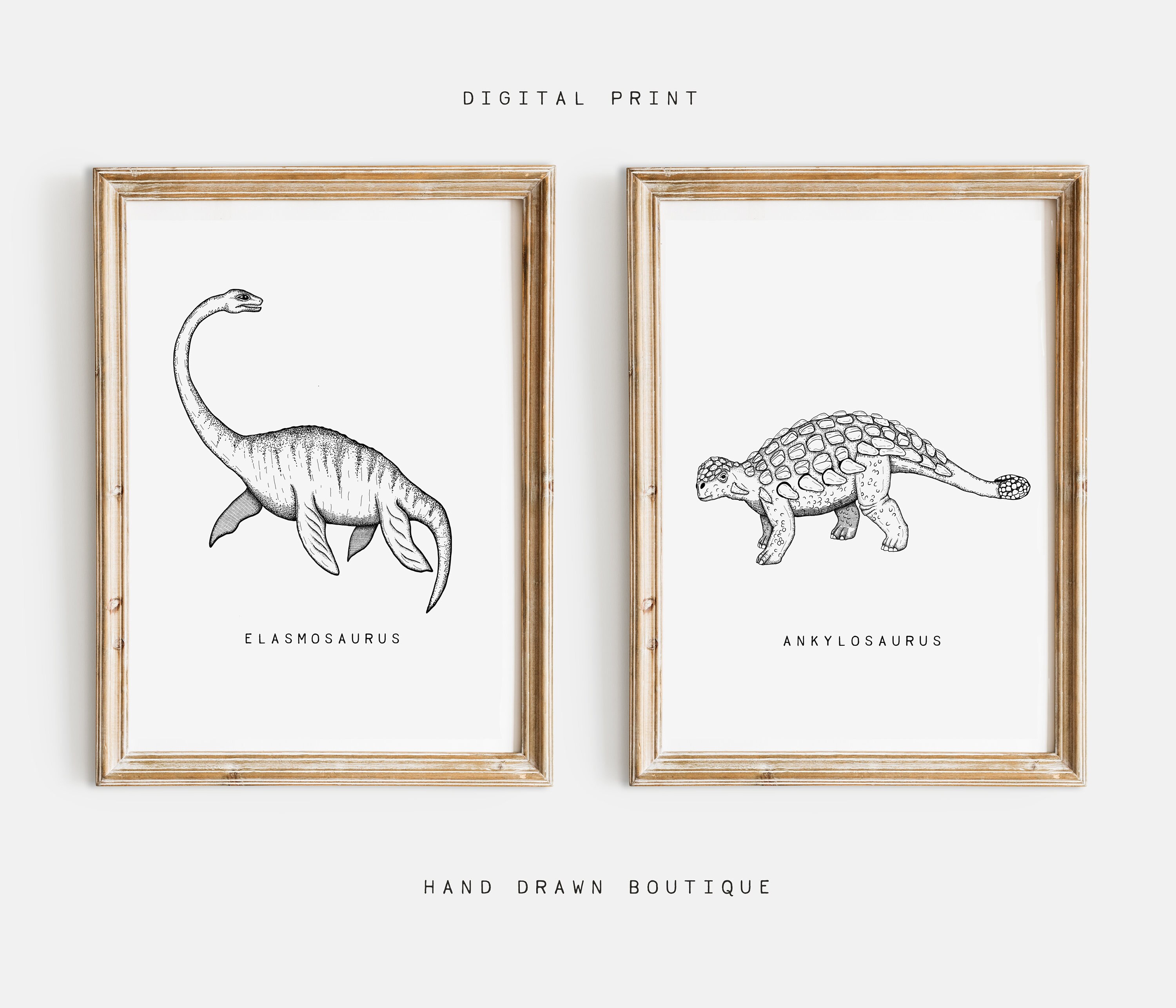Dinosaur Wall Art Print Set of 2 Prints Dino Nursery Wall Art Etsy