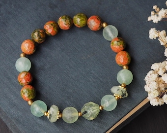 Prehnite Bracelet Forest Green Jewelry For Women
