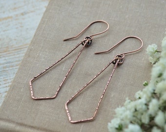 Pure Copper Earrings, Hammered Arrow Earrings