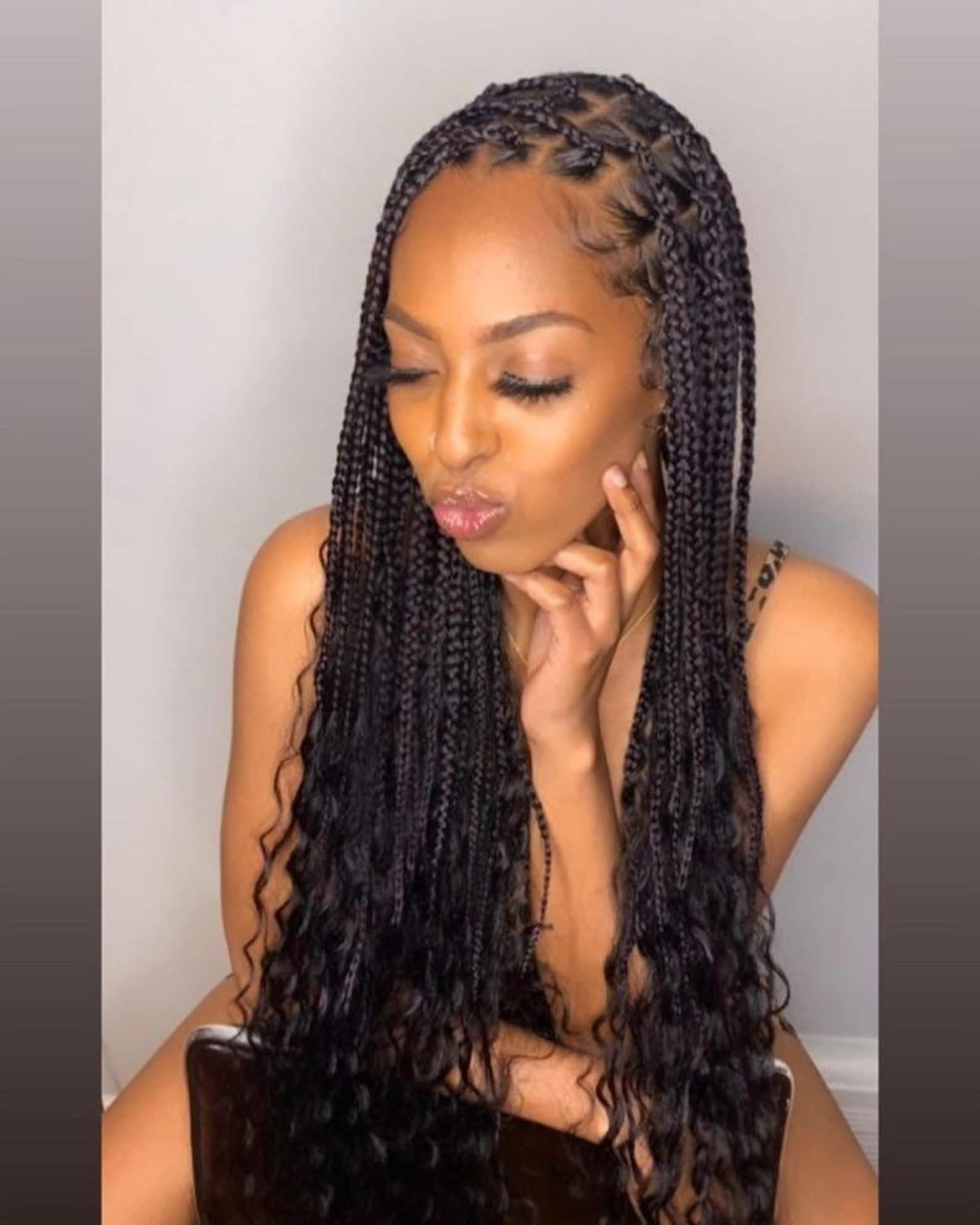 Small knottless braid knottless braids goddess braids Etsy