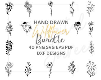 Wildflowers SVG Bundle, Flower laser cut files SVG, Botanical flowers laser cut files, Rose flower SVG, wildflowers bouquet laser cut files