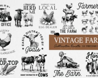 12 Vintage Farm PNG Funny sublimation designs - sublimation designs bundle funny png - sublimation designs for mugs