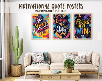 25 motivierende kurze Zitate Poster Bundle | Inspirierende Wandkunst | Positive Zitate für Home & Office Decor | Perfekt für die Wandkunst