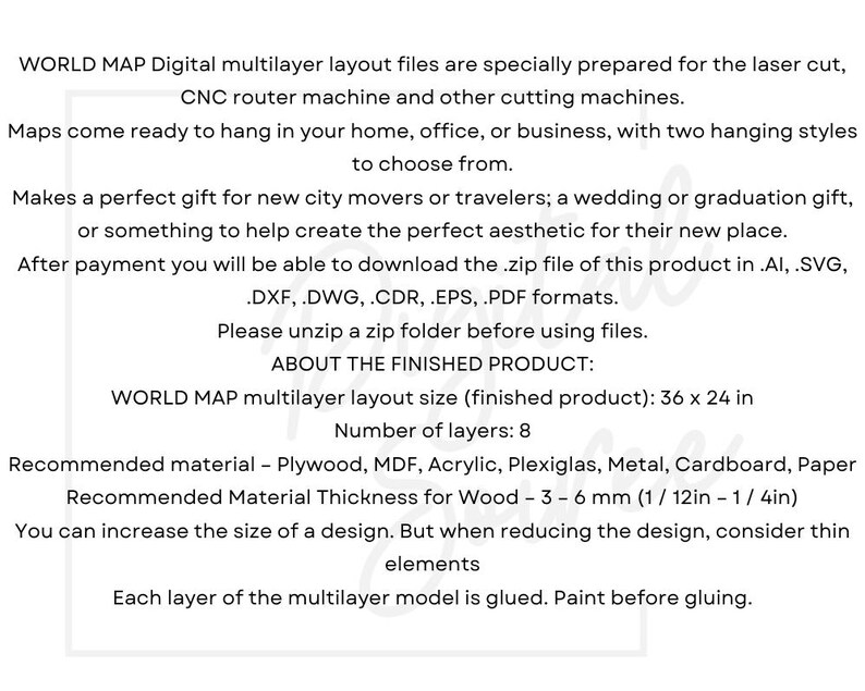 Multilayer World Map Laser Cut Files Graphic Map Svg Files for Laser ...