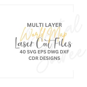 Multilayer World Map Laser Cut Files Graphic Map svg files for laser cutting