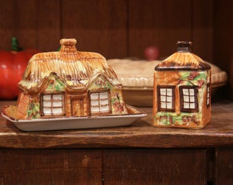 Vintage Price Kensington Cottage Ware Butter Dish and matching Salt Jar l Sugar Bowl l Covered Butter Dish Made in England