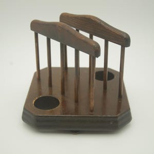 1970s Brown Wood Napkin Holder with Salt & Pepper Holder Holes