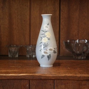Vintage Royal Copenhagen &quot;Danish Florals&quot; Pattern Vase I Light Blue Vase with White Flowers I Small Vase I Porcelain