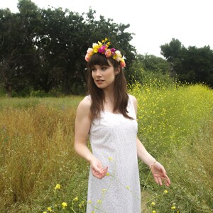 Faux Flower Crown l Queen For A Day l Fake Flower Crown Yellow White l Choose Your Lace Color image 2