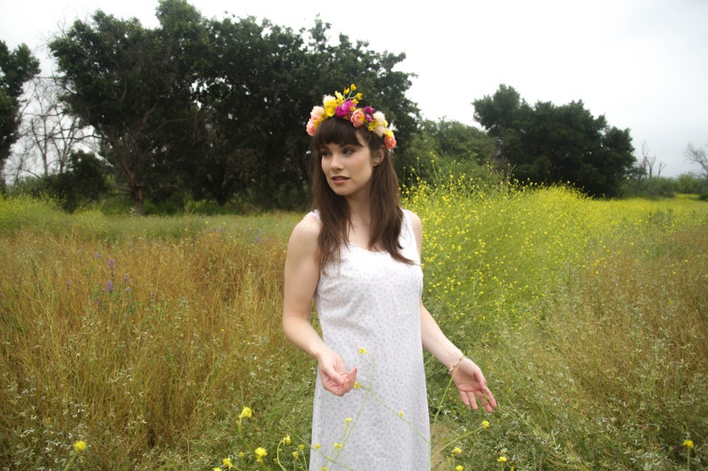 Faux Flower Crown l Queen For A Day l Fake Flower Crown Yellow White l Choose Your Lace Color image 2