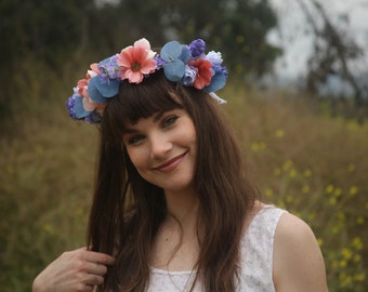 Faux Flower Crown l "Tutti Frutti" l Fake Flower Crown Yellow White l Choose Your Lace Color