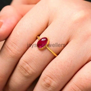Ruby Ring  Natural Ruby Ring Oval Ruby Ring July Birthstone Simple Ruby Ring 14 K Gold Ring Gold Ruby Ring Woman Jewelry On Sale