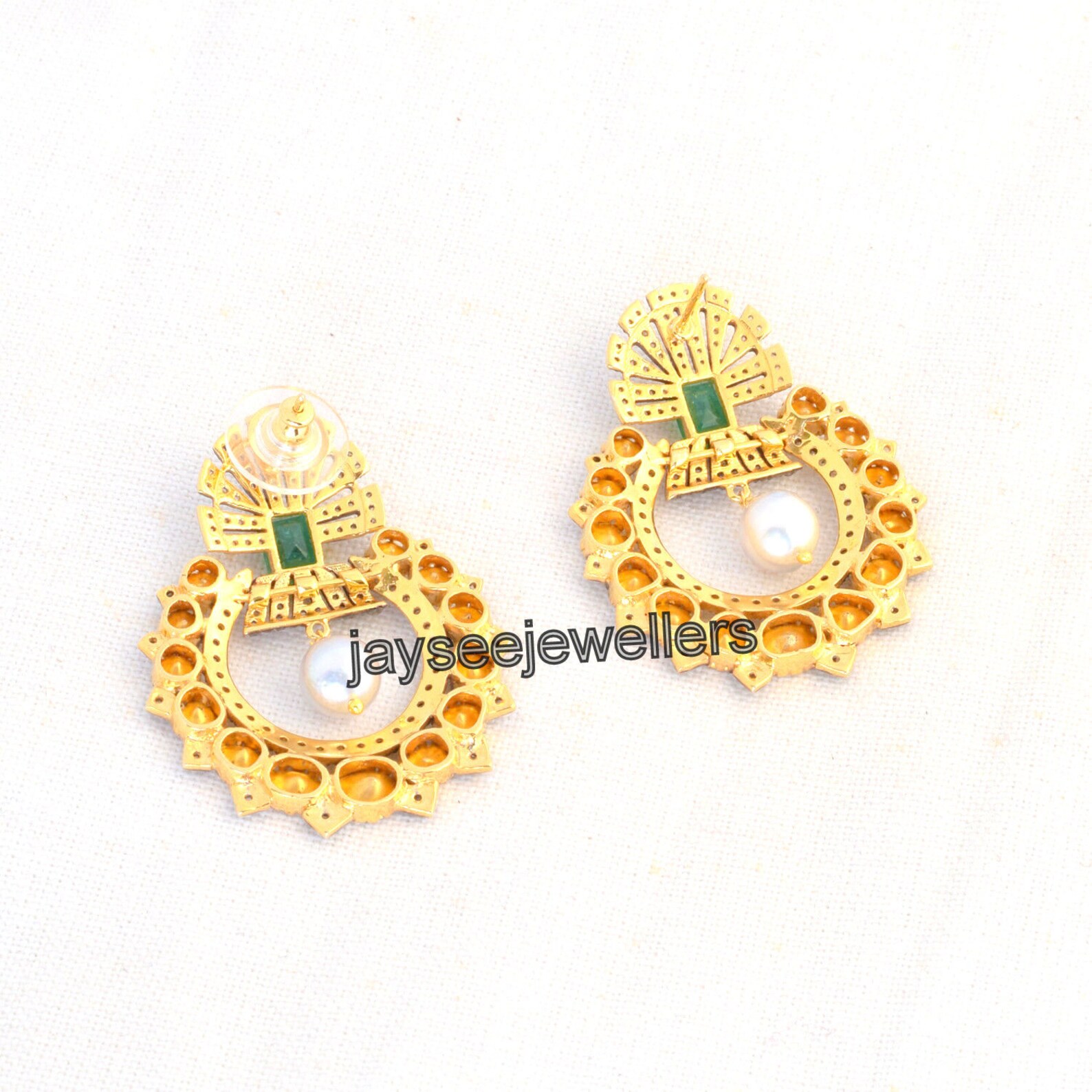 Polki Diamond & Emerald Earring Polki Diamond Dangle Jewelry - Etsy