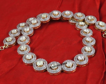 Polki Diamond Necklace : 925 Sterling Silver Wedding Jewelry