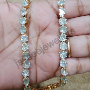 Uncut Polki Diamond Necklace, Victorian Style Jewelry, Rose Cut Diamond Necklace, 925 Sterling Silver Gift For Her Free Shipping.