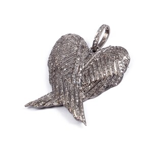 Sterling Silver Diamond Wing Pendant: Victorian Handcrafted Jewelry