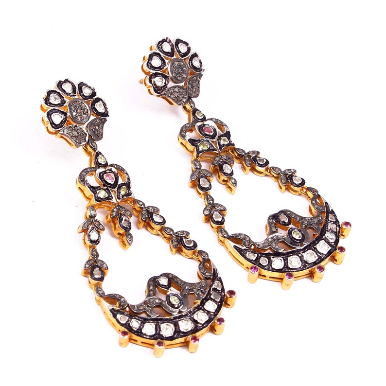 Handmade Designer 925 Sterling Silver Rose Cut Polki Diamond Victorian Beads Handmade Designer 925 Sterling Silver Rose Cut Polki Diamond Victorian Beads