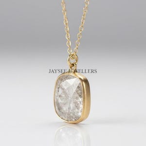 Collana fatta a mano con fetta di diamante Polki: catena in argento sterling 925