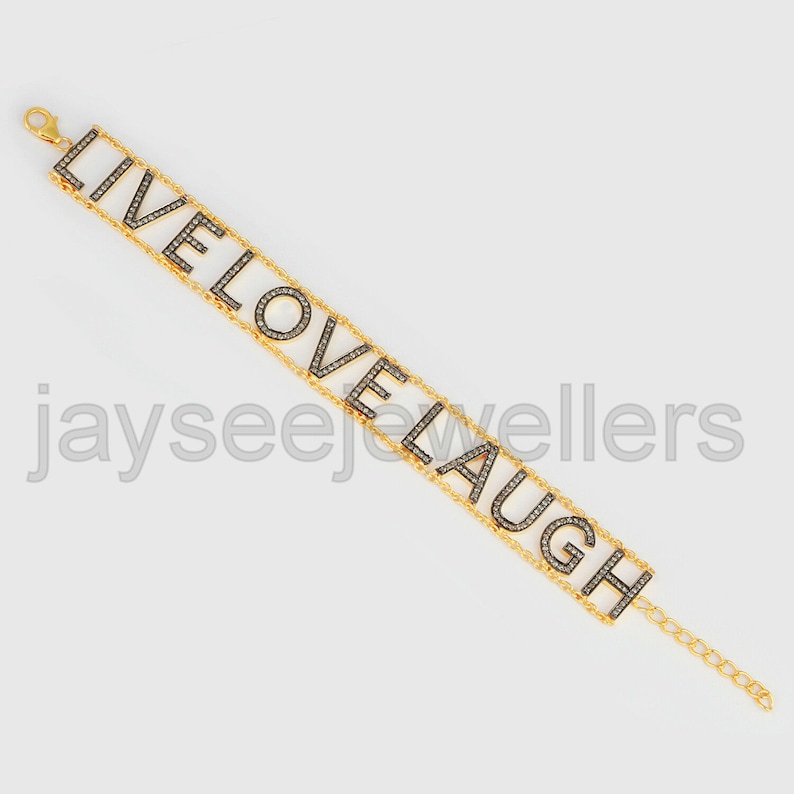 LIVE Super beauty product restock Sale item quality top LOVE LAUGH Designer Rosecut Pave 92 Diamond Bracelet Bangle