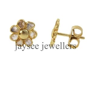 Natural Polki Diamond Stud Earring 925 Sterling Silver Earring Diamond Slice Studs Floral Design Stud Earring Women Party Wear jewelry