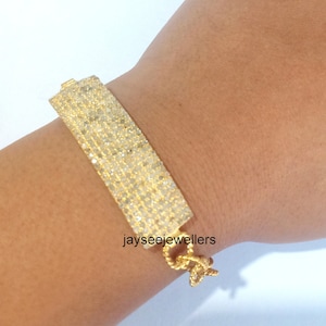 Diamond Pave ID Bar Bangle: Adjustable Sterling Silver Bracelet