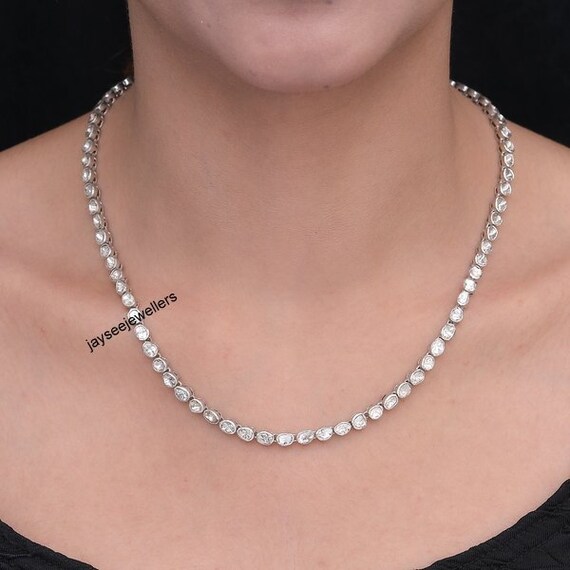 Real Polki Necklace Polki Diamond Necklace 925 Sterling Silver Handmade Necklace Jewelry Polki Diamond Necklace Gift for Her On Sale