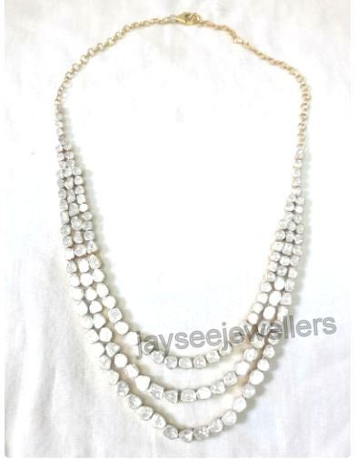Collier Argent Sterling 925 Avec Diamants Naturels - Style Victorien - Longueur 45.7 Cm