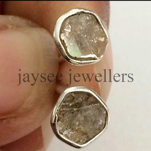 Natural Polki Diamond Studs, 925 Startling Silver Handmade Earring, Tiny Diamond Studs Earring, Light Weight Minimal Statement Jewelry.
