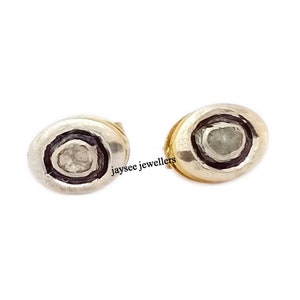 Natural Polki Diamond Stud Earring 925 Sterling Silver Victorian Style Earring Handmade Design Stud Earring Woman&#39; Day free Shipping On Sale