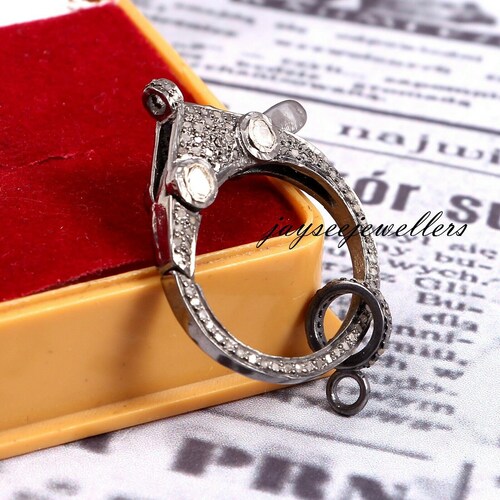 Pave Diamond Lock Polki Rosecut Clasp Findings Silver Lock 21X 16 mm Silver Sterling 925 shops Standard Oxidization Diamond Jewelry