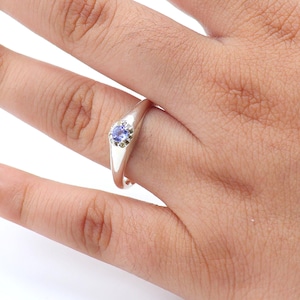 Natural Tanzanite Ring,Tanzanite Wedding Band, Birthday Anniversary Gift for Her, Engagement Ring-December Birthstone Stackable Ring