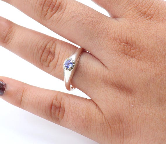 Sterling Silver Tanzanite Ring: Diamond Accent, December