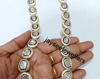 Handmade Polki Diamond Necklace: 925 Sterling Silver Wedding Jewelry