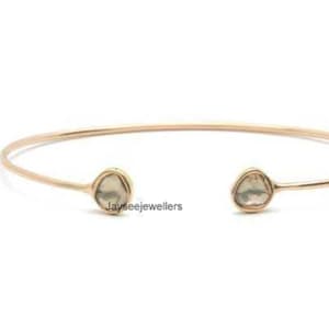 Polki Diamond Bangle: Handmade 925 Sterling Silver Cuff Jewelry