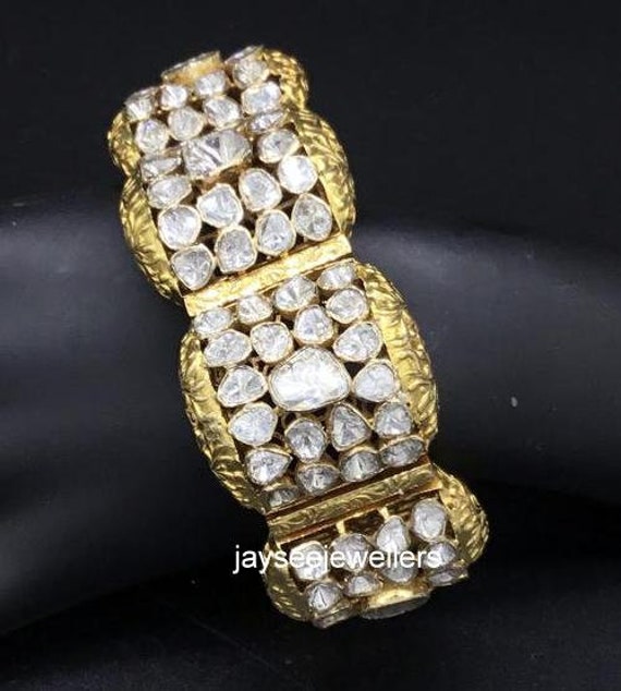 White Real Diamonds Polki Diamond Bracelet Gold Plated Silver Jewelry at Rs  390/gram in Jaipur
