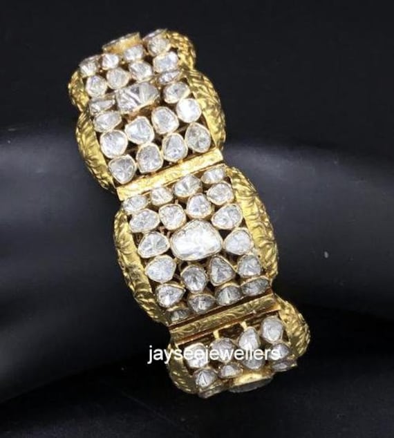 White Real Diamonds Polki Diamond Bracelet Gold Plated Silver Jewelry at Rs  390/gram in Jaipur