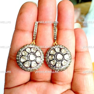 Polki Earrings Polki Diamond Earring Solid 925 Sterling Silver Polki Diamond Dangle Jewelry Women Earring Jewelry Gift For Her On Sale