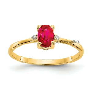 14K Gold Ruby Diamond Ring - July Birthstone