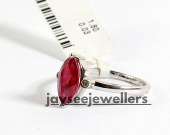 Handgemachter Marquise Rubin Ring: Sterling Silber Geburtsstein Ring