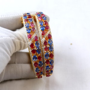 Ruby Kyanite Bangle: Sterling Silver Single Cut Diamond Bracelet
