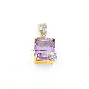 Emerald Cut Amethyst Solitaire Pendant Diamond Pendant 925 Sterling Silver Pendant Handmade Pendant Amethyst Necklace| Personalized Gift