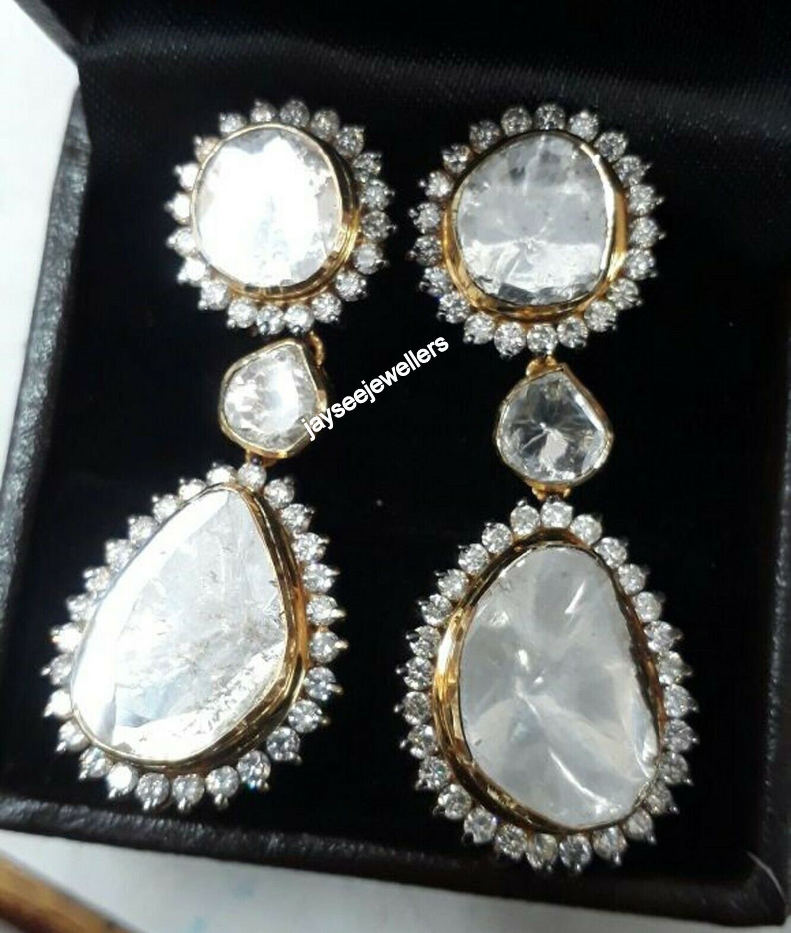 Polki Diamond Earring Silver Diamond Drop Dangle Earring 925 Etsy