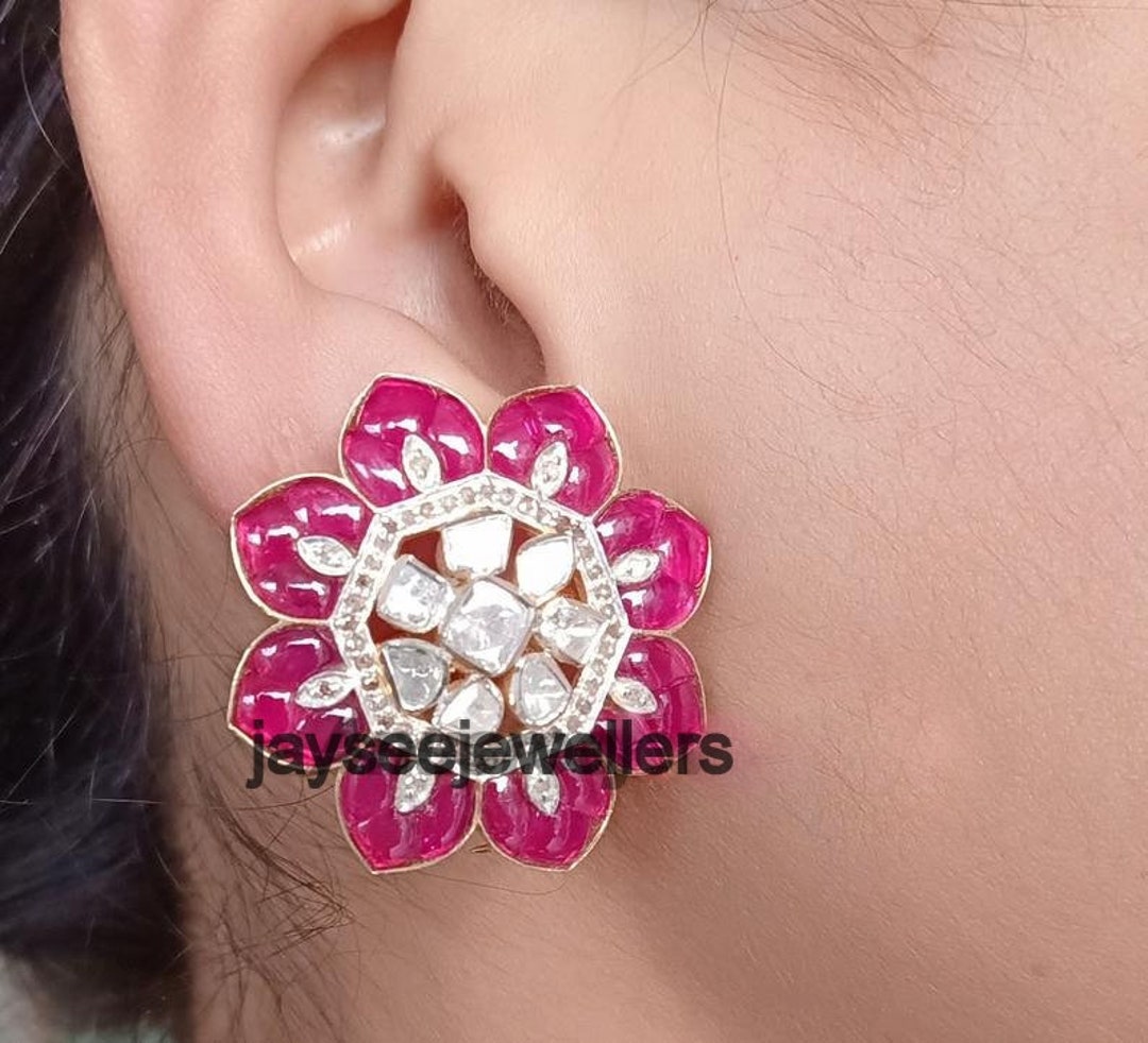 Polki earrings studs Clearance
