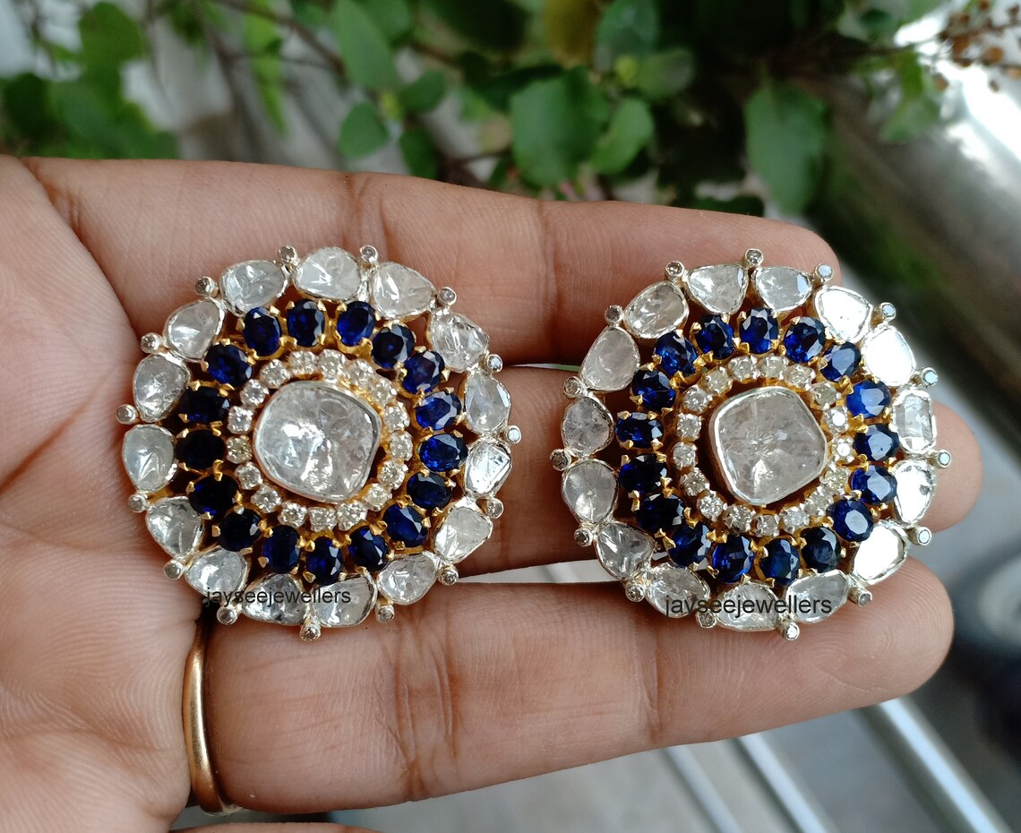 Silver polki earrings Clearance