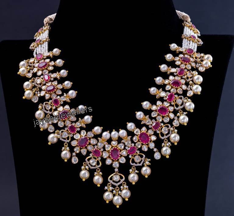Ruby pearl deals necklace designs