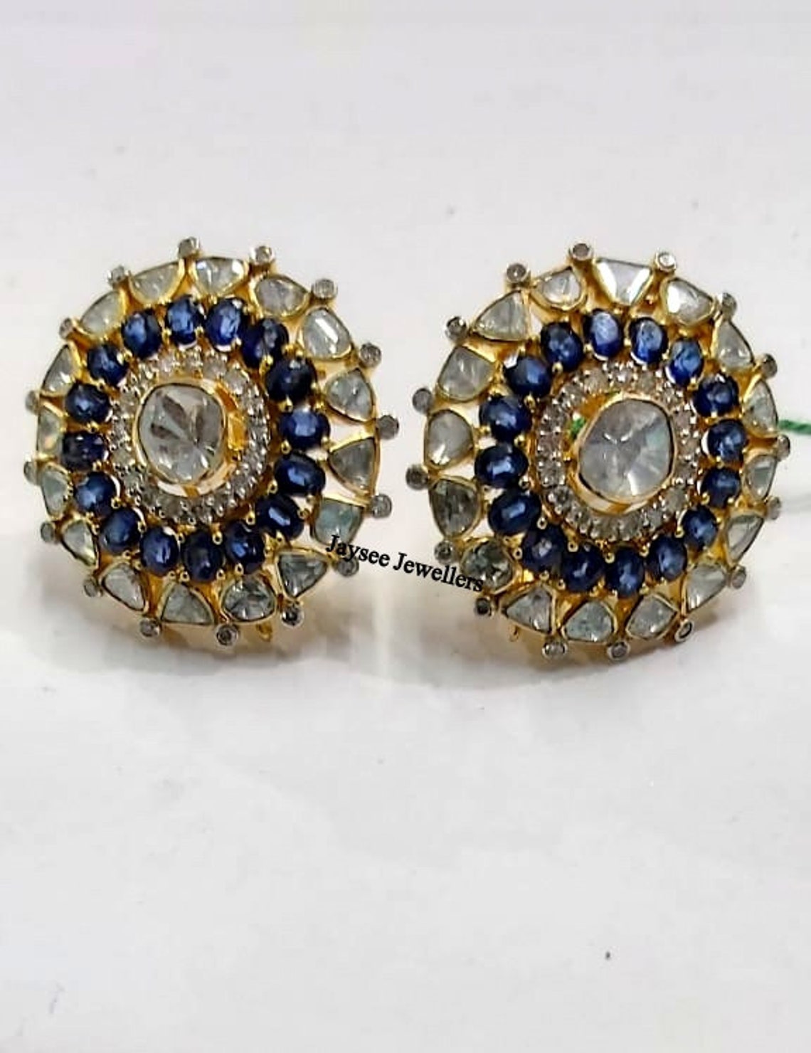 Polki Stud Earring Polki Diamond 925 Sterling Silver Natural Etsy